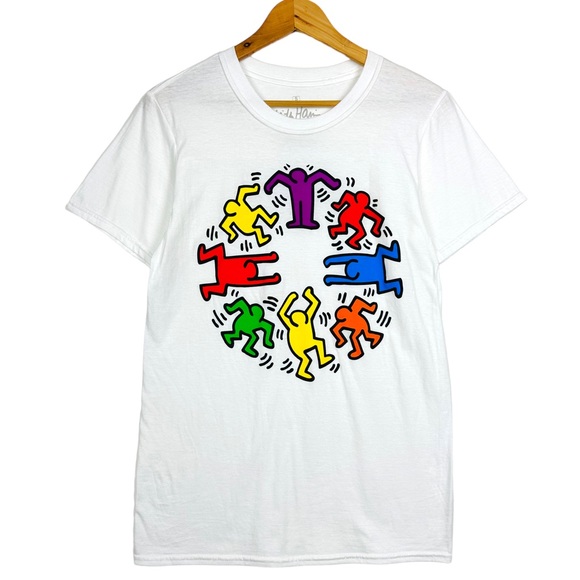 Urban Outfitters Keith Haring Dancing People Circle Short Sleeve Shirt Art Wear - Picture 7 of 8